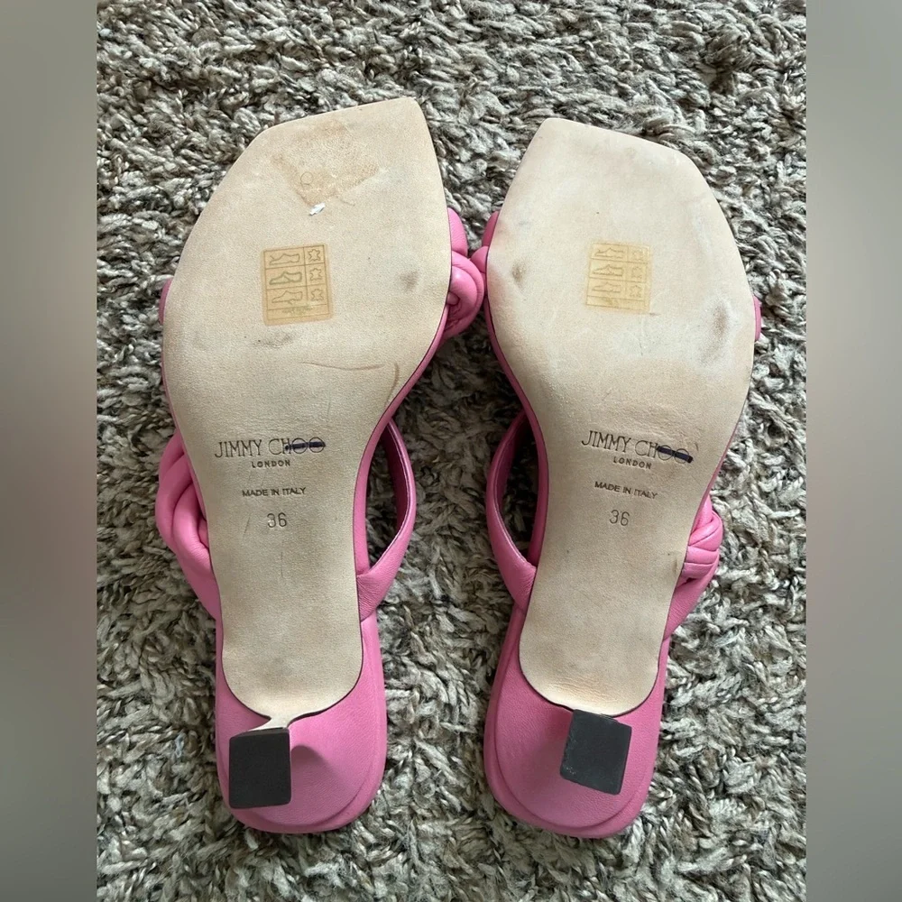 New ✨ Jimmy Choo Leather Braided Heels Slides - Picture 4 of 8